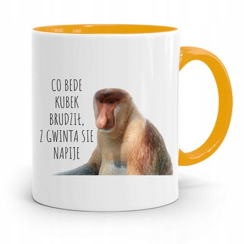 Kubek Żółty Nosacz Janusz Co Bede Kubek Brudził Z Nadrukiem Ze Zdjęciem na Arena.pl