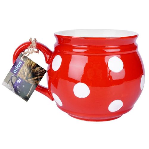 Kubek ceramiczny czerwony w grochy 950 ml na Arena.pl
