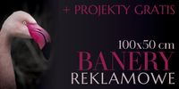 BANER REKLAMOWY plandeka 100x50 cm DOWOLNA GRAFIKA NAPIS projekt w cenie