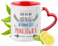 Kubek Dla Pokojówki Czerwony Z Uszkiem W Kształcie Serca Na Prezent