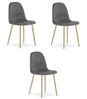 Krzesło tapicerowane PADVA szary ciemny welur nogi dąb do jadalni x3
