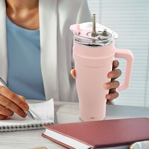STALOWY KUBEK TERMICZNY TERMOS 1200ml Z RĄCZKĄ I SŁOMKĄ ORION 112283 RÓŻOWY na Arena.pl