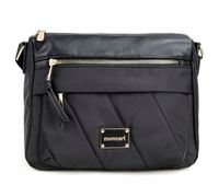 MONNARI Pojemna czarna torebka listonoszka Kieszonki Długi Pasek Kieszonki