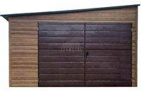 Garaż blaszany 4x7m Brama dwuskrzydłowa okno drewnopodobny dach spad TS984