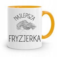 Kubek Żółty Fryzjera Fryzjerki Najlepsza Fryzjerka Z Nadrukiem Ze Zdjęciem