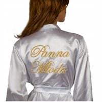 Satynowy szlafrok ślubny z haftem Panna Młoda r.M