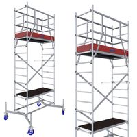 Rusztowanie aluminiowe ClimTec firmy KRAUSE - wysokość robocza 5m + rolki jezdne 150mm z regulacją