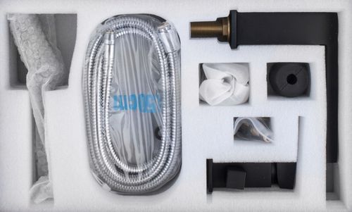 Bateria wannowa 3 otworowa stojąca czarna kran do wanny z prysznicem na Arena.pl