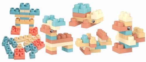 KLOCKI GUMOWE MIĘKKIE SENSORYCZNE KONSTRUKCYJNE DUŻE zestaw XXL 96 el na Arena.pl