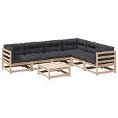 7-cz. zestaw wypoczynkowy do ogrodu, z poduszkami, sosna