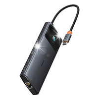 HUB adapter rozdzielacz 10w1 HDMI USB-A USB-C RJ45 SD TF - szary