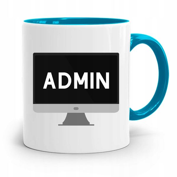 Kubek Błękitny Informatyka Programisty Admin Z Nadrukiem Ze Zdjęciem zdjęcie 1