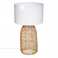 LAMPA STOŁOWA BOHO biały klosz PLECIONA LAMPKA
