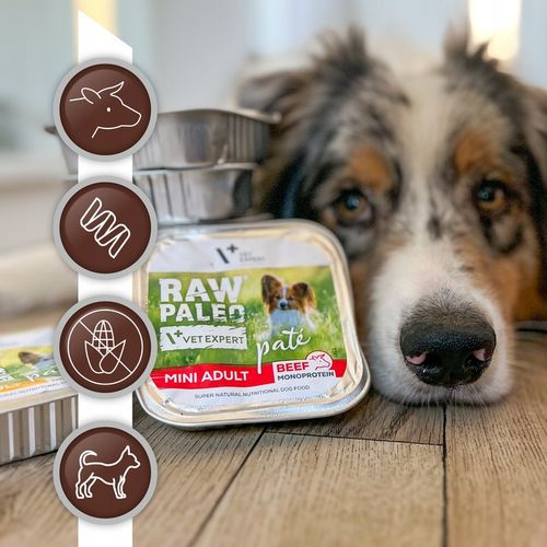 Mokra karma dla psów dorosłych małych ras wołowina Raw Paleo Pate 12x150g na Arena.pl