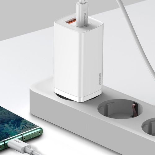 ładowarka sieciowa baseus gan2 lite, usb + usb-c, 65w, eu (biała) na Arena.pl
