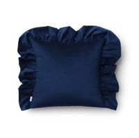 Dekoracyjna poszewka welurowa z falbaną Werona Belle – granat