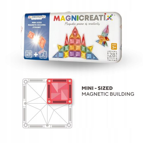MINI Klocki Magnetyczne MAGNICREATIX Mini Tiles – 28 el. + 2 GRATIS! na Arena.pl