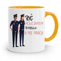 Kubek Żólty Dla Policjanta Policjantki Misja Z Nadrukiem Ze Zdjęciem