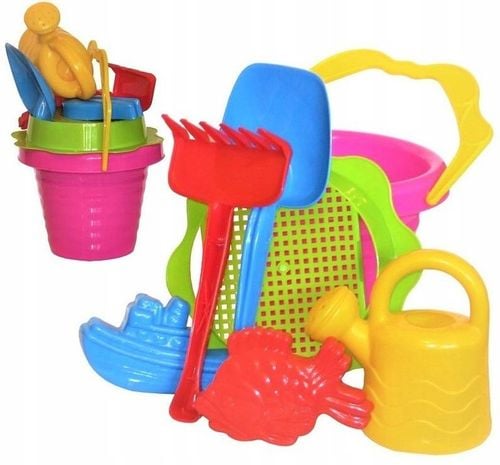 Zestaw zabawek do piasku piaskownicy na plaże wiaderko duże konewka na Arena.pl
