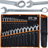 ZESTAW KLUCZY PŁASKO-OCZKOWYCH 25 ELEMENTÓW 6-32MM CrV W ETUI DO GARAŻU