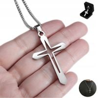 ŁAŃCUSZEK Z KRZYŻYKIEM Srebrny Męski Krzyż Łańcuch Naszyjnik WŁOSKI GRATIS