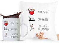 Zestaw Poduszka + Kubek Prezent Dla Weterynarza Z Nadrukiem Ze Zdjęciem