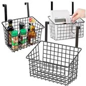 Kosz koszyk metalowy wiszący czarny do zawieszenia na drzwiczki do szafek