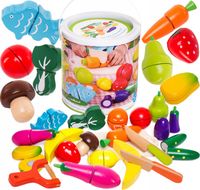 Drewniane Warzywa i Owoce do Krojenia na Rzep dla Dzieci Duży Zestaw XXL