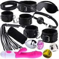 Zestaw BDSM z Wibratorem Kajdanki Korek Analny Gra Dla Par Kości