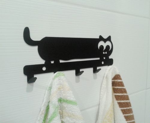 Metalowy wieszak ścienny na ręczniki ubrania klucze loft KOTEK biały na Arena.pl