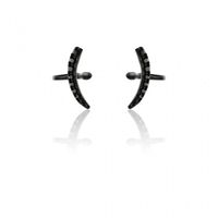 nausznice ze stali szlachetnej czarne kryształki platerowane złotem kst1724