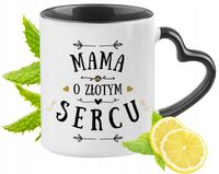 Dla Mamy Kubek Czarny Z Uszkiem W Kształcie Serca Na Prezent Z Nadrukiem
