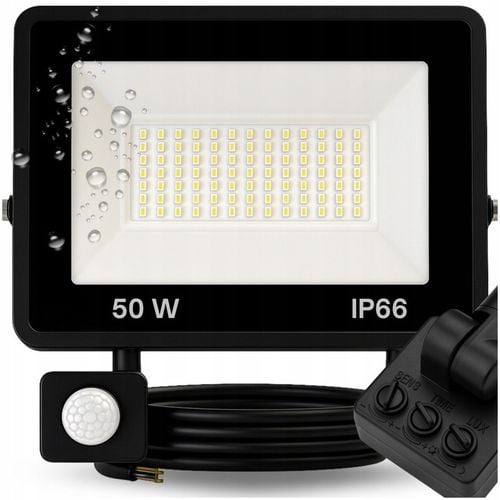 Halogen LED 50W Lampa Naświetlacz z Czujnikiem Ruchu Zmierzchu na Arena.pl