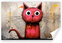 Fototapeta PREMIUM STRUKTURA ZMYWALANA TAPETA POD WYMIAR czerwony kot