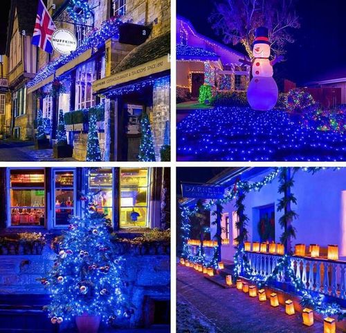 LAMPKI CHOINKOWE 1000 LED FLASH ZEWNĘTRZNE WEWNĘTRZNE ŚWIĘTA NIEBIESKIE na Arena.pl