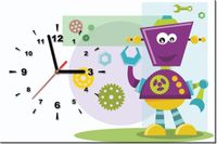 60CM 40CM ZEGAR OBRAZ FIOLETOWY ROBOT DRUK PŁÓTNO RAMA