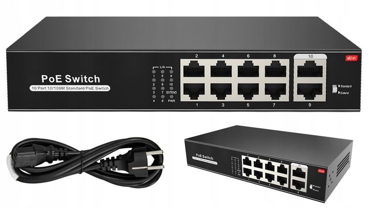 Switch POE do Kamer IP 8xPOE 96W 100Mbps 2x Uplink zdjęcie 1