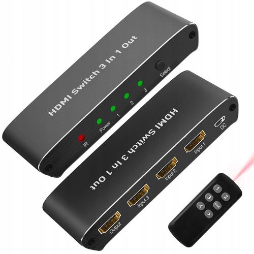 ROZDZIELACZ PRZEŁĄCZNIK SWITCH 3x HDMI 4K HDMI2.0 4K@60HZ na Arena.pl