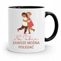 Kubek Czarny Dla Przyjaciela Zawsze Można Polegać Z Nadrukiem Ze Zdjęciem