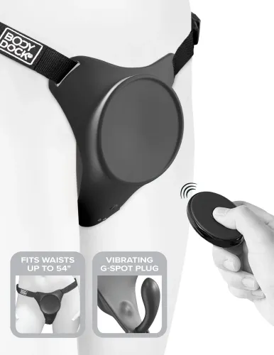 pipedream body dock g-spot pro uprząż z wibracjami i pilotem, czarna na Arena.pl