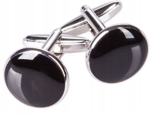 Spinki Smokingowe Lancerto Srebrna Onyks na Arena.pl