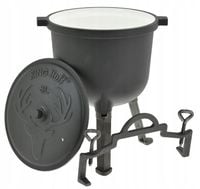 Kociołek Myśliwski 8 L EMALIA Żeliwny GARNEK na OGNISKO Emaliowany