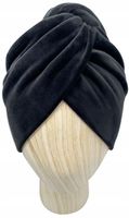 Czapka Turban Welurowy dwuwarstwowy Velvet Aksamit Czarny
