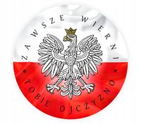MEDAL Z PLEXI 8 cm z TWOIM NAPISEM nadrukiem personalizowany PATRIOTYCZNY