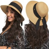 KAPELUSZ BUCKET HAT SŁOMIANY EKO SŁOMKA z kokardą