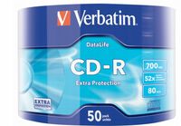 Verbatim CD-R płyty 52x speed 700 MB 80min Extra Protection 50 sztuk