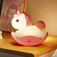 Lampka nocna dla dzieci JEDNOROŻEC silikonowa bezpieczna miękka USB- różowa