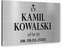 nadruk TABLICZKA NAGROBNA nagrobkowa 30x20 dibond nierdzewna srebrna