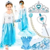 Sukienka strój Elza Elsa Frozen przebranie Kraina Lodu 3-10 lat + akcesoria