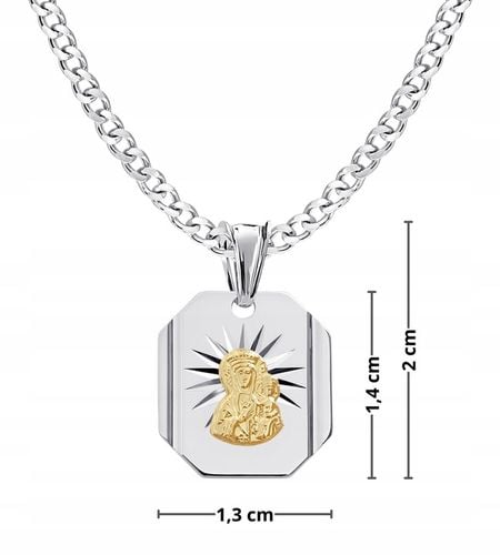 Łańcuszek Medalik Komunijny Srebrny Matka Boska do Komunii Chrztu ze Srebra na Arena.pl